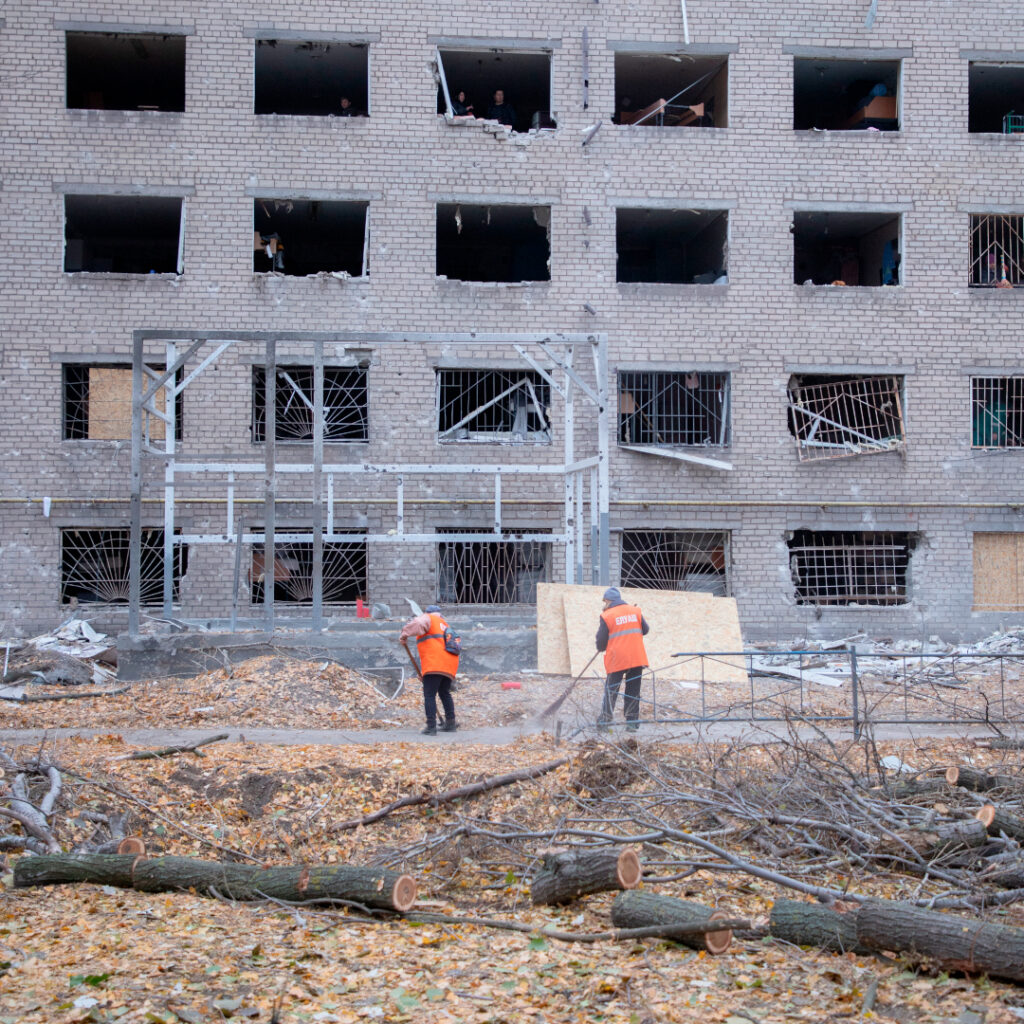 Damage to Dormitory No. 2 and the University Sports Complex on November 11, 2024