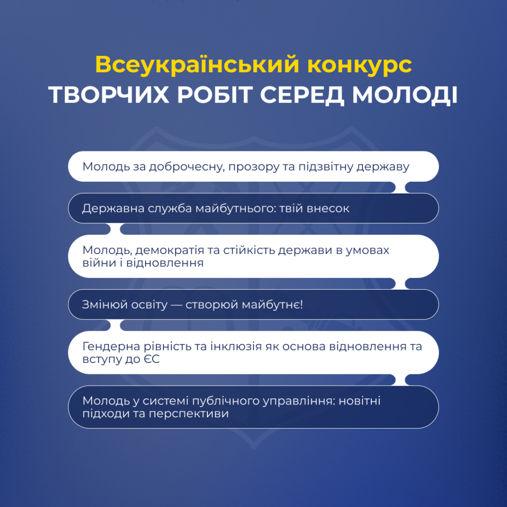 Запрошуємо до участі у Всеукраїнському конкурсі творчих робіт серед молоді!