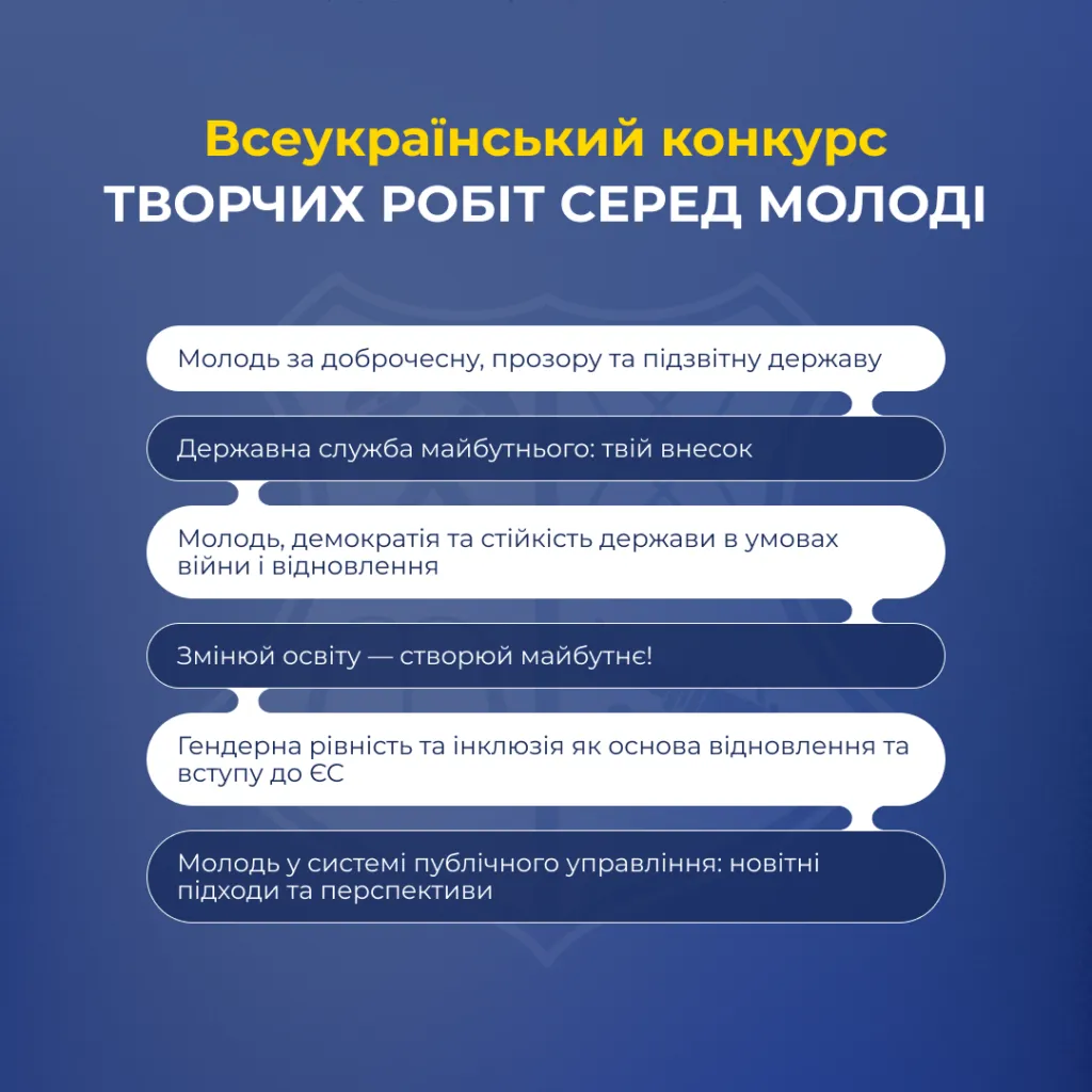Запрошуємо до участі у Всеукраїнському конкурсі творчих робіт серед молоді!